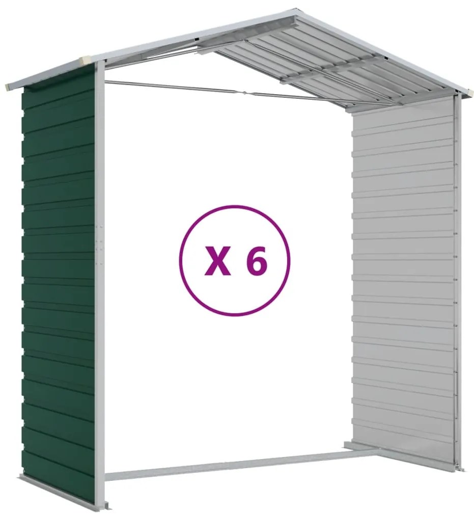 Abrigo de jardim 191x555x198 cm aço galvanizado verde