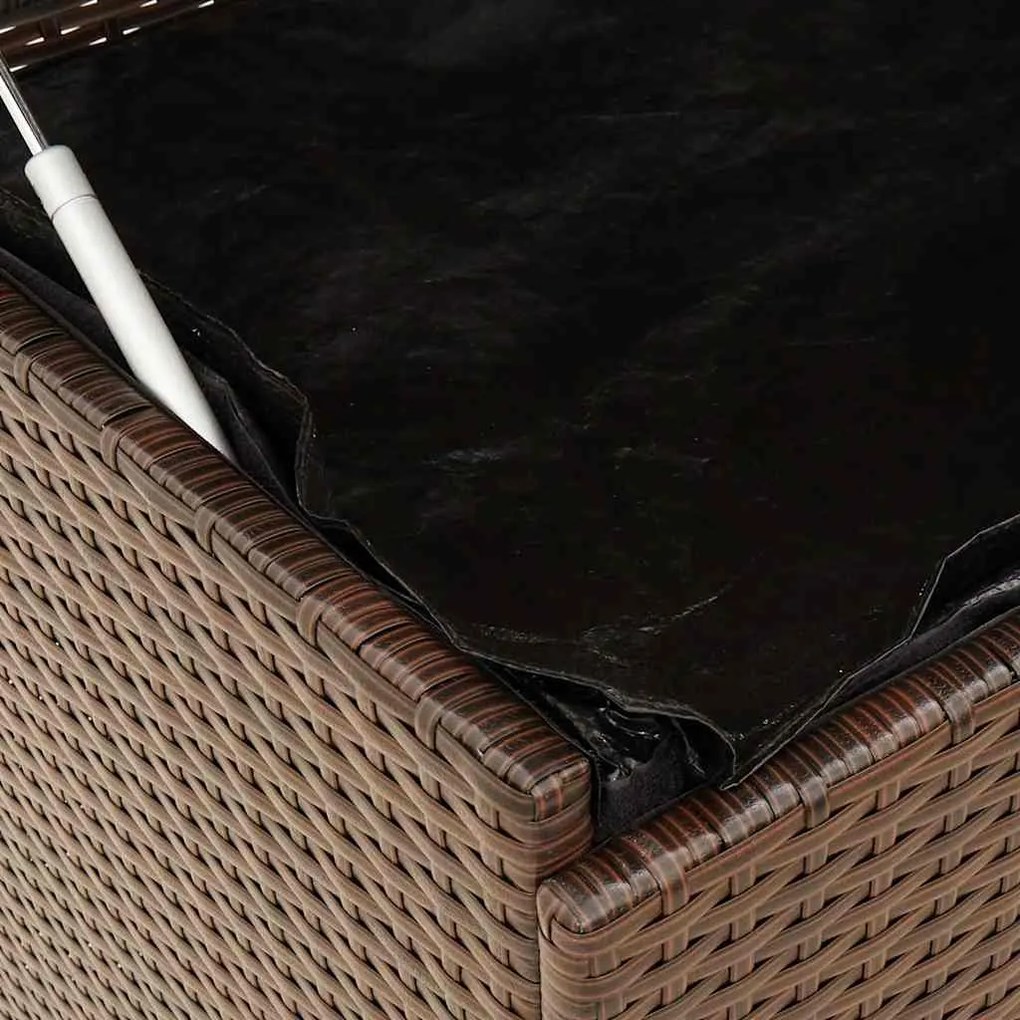 Caixa de arrumação com rodas 110x55x73 cm vime PE castanho