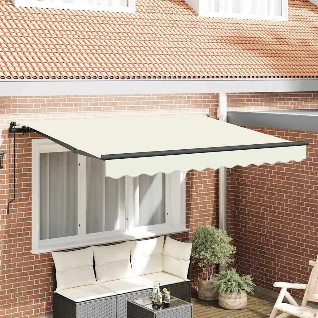 vidaXL Toldo Retrátil Manual Creme 300 x 200 cm tecido