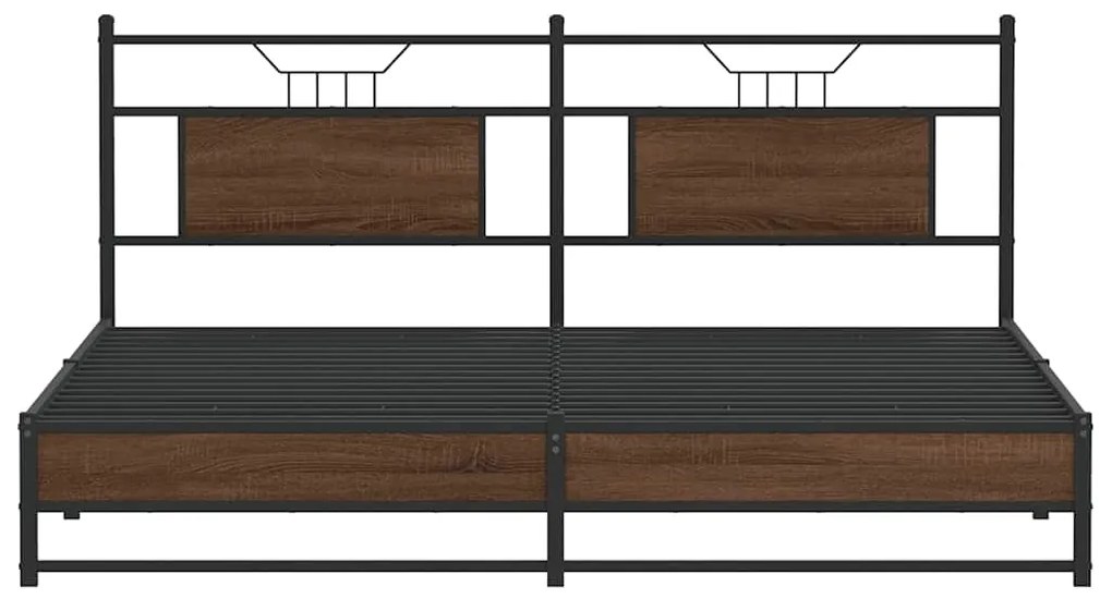 Estrutura cama sem colchão 183x213 cm metal carvalho castanho