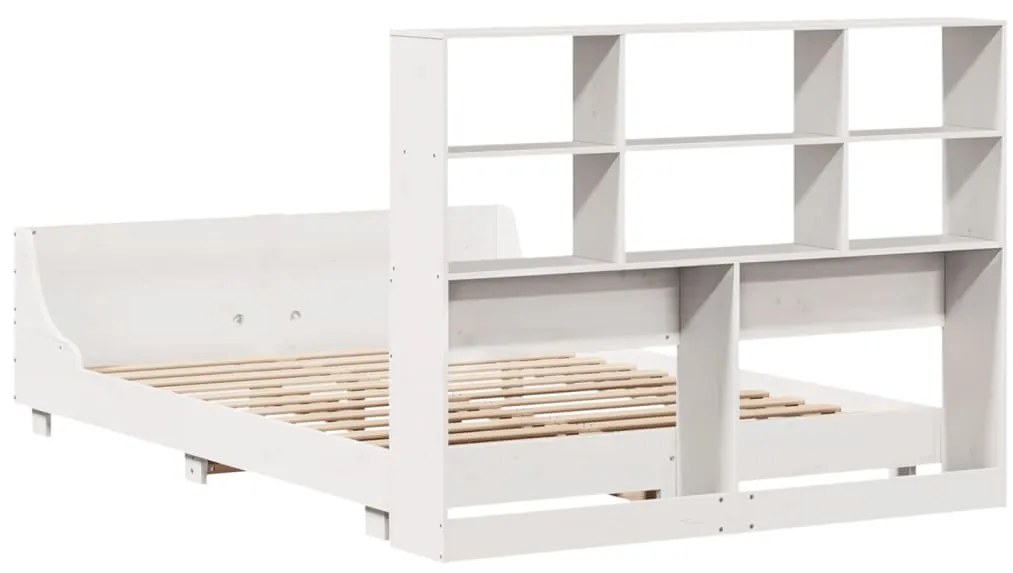 Cama sem colchão 140x190 cm madeira de pinho maciça branco
