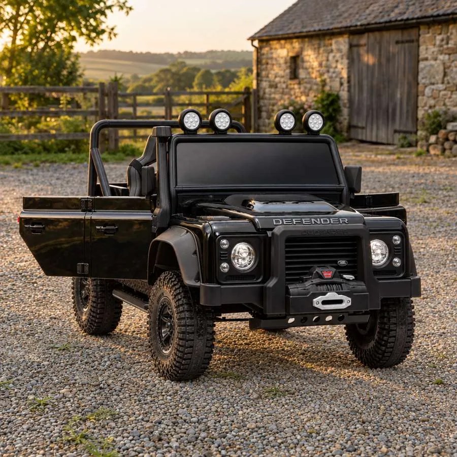 Jipe elétrico para crianças Land Rover Defender 110 SVX 12V, 4X4, luzes LED, bateria de lítio, licença ORIGINAL Preto