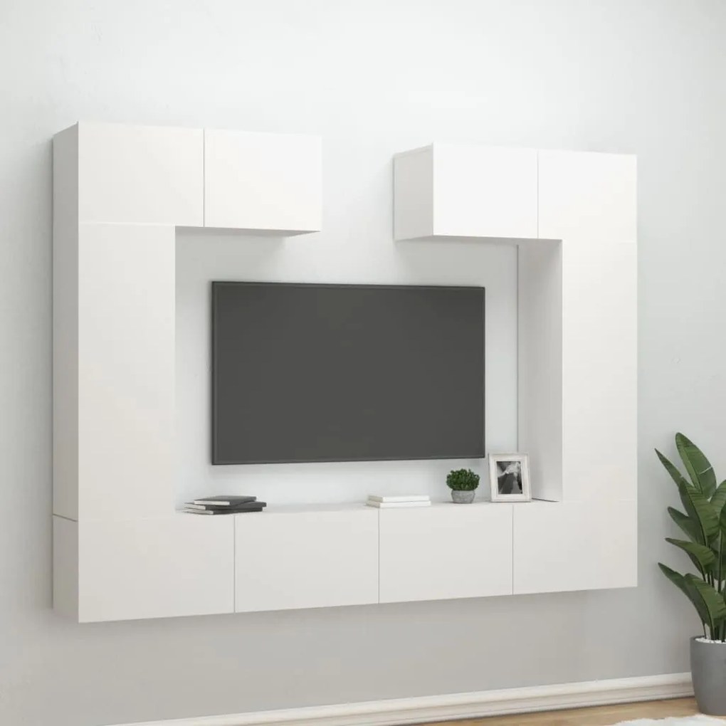 vidaXL Conjunto móveis de TV 6 pcs madeira processada branco