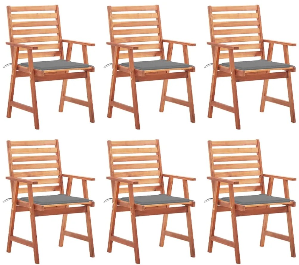 vidaXL Cadeiras de jantar p/ jardim 6 pcs c/ almofadões acácia maciça