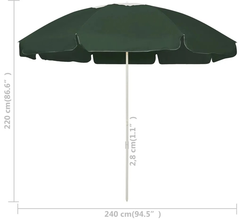 Guarda-sol de praia 240 cm verde
