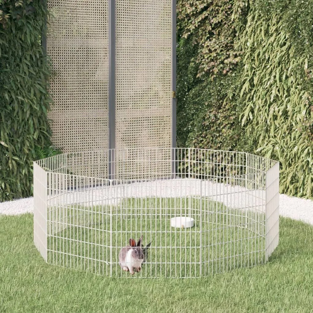 vidaXL Recinto exterior p/ animais 10 painéis 54x60cm ferro galvaniz.