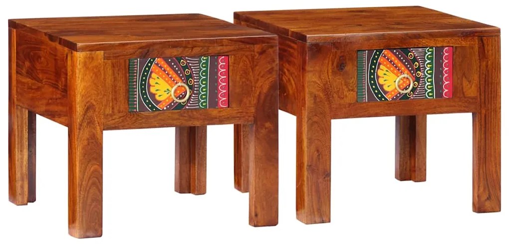 Mesa de cabeceira 2 pcs 40x40x36 cm madeira de acácia maciça