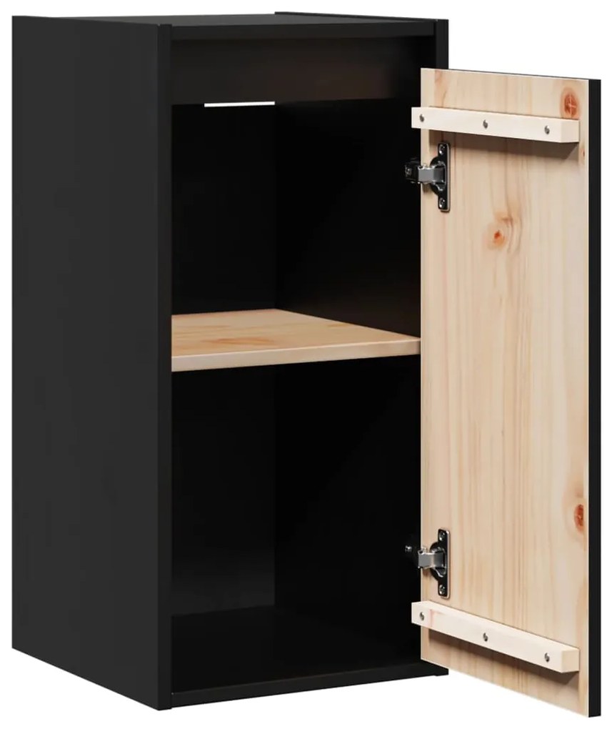 Armários de parede 2 pcs 30x30x60 cm pinho maciço preto