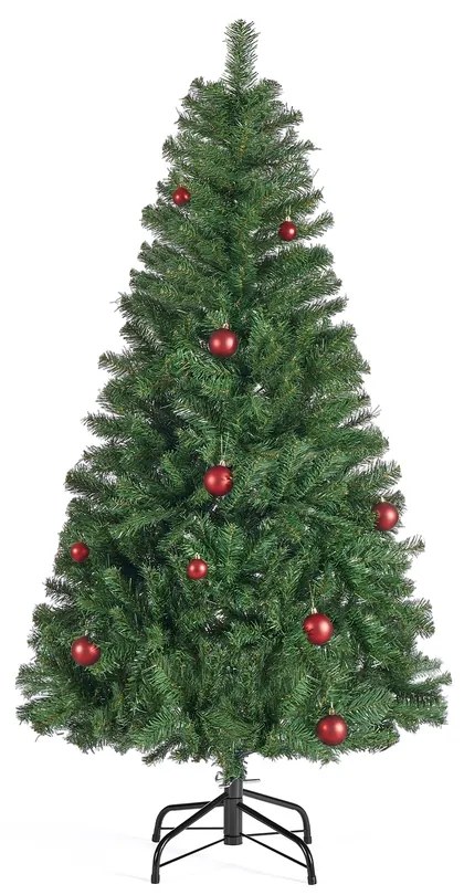 Árvore de Natal artificial 150 cm de altura (BOLAS VERMELHAS INCLUIDAS) com suporte metálico Verde