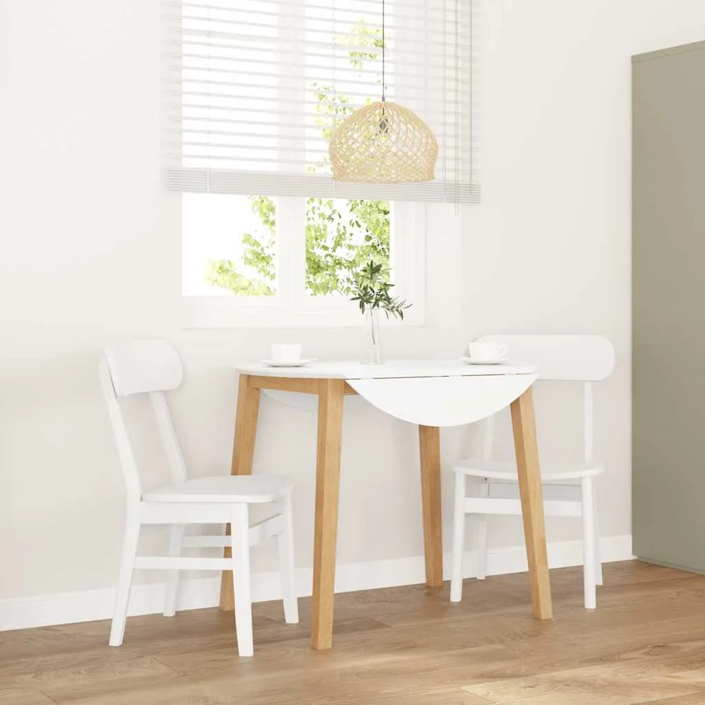 vidaXL Cadeiras de jantar 2 pcs madeira de seringueira maciça branco