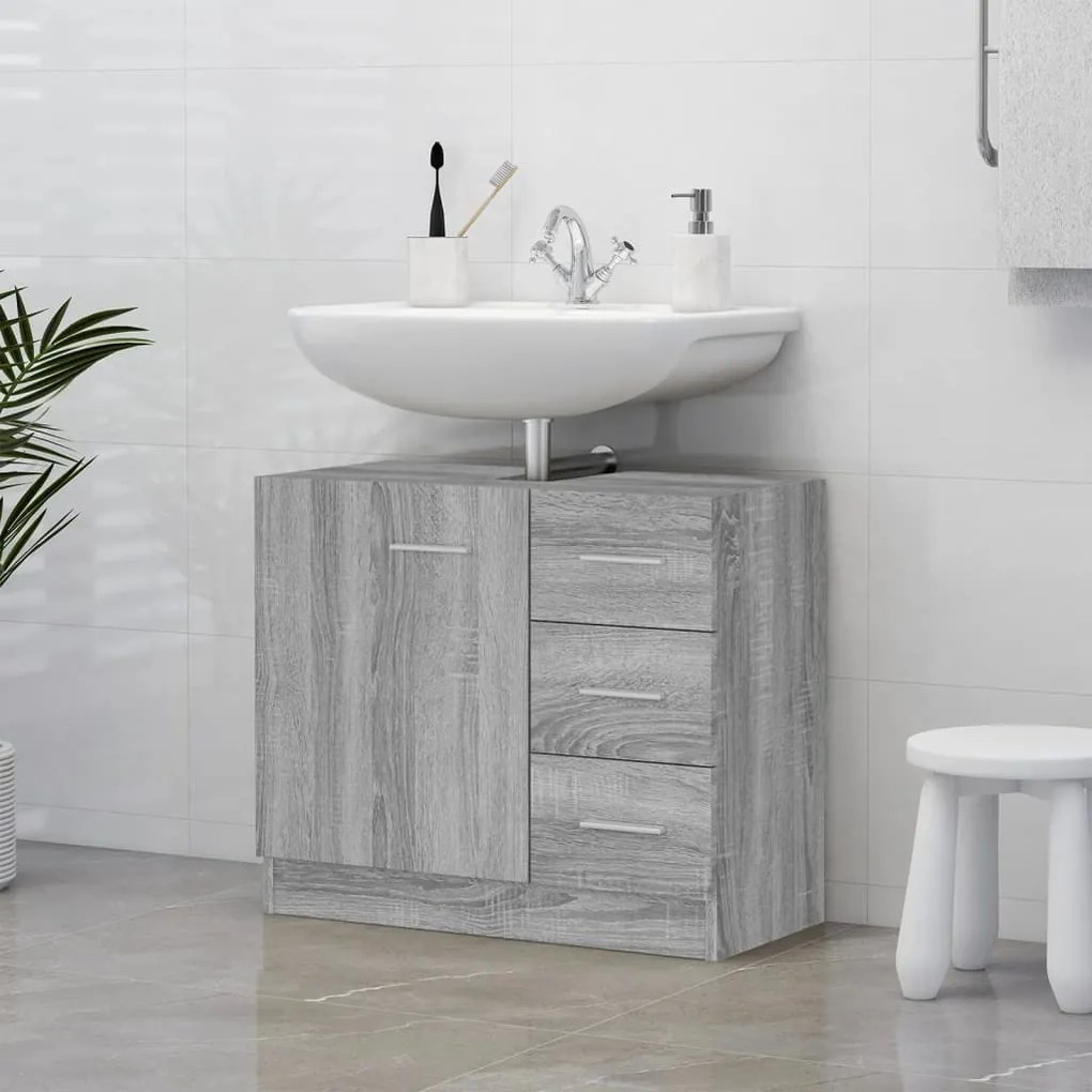 815631 vidaXL Móvel p/ lavatório 63x30x54 cm derivados madeira cinza sonoma