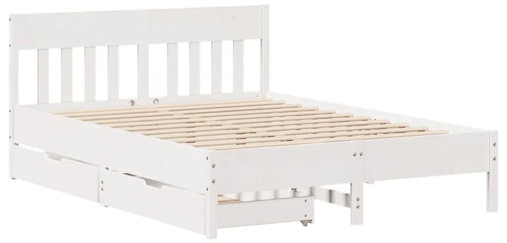 Cama sem colchão 160x200 cm madeira de pinho maciça branco