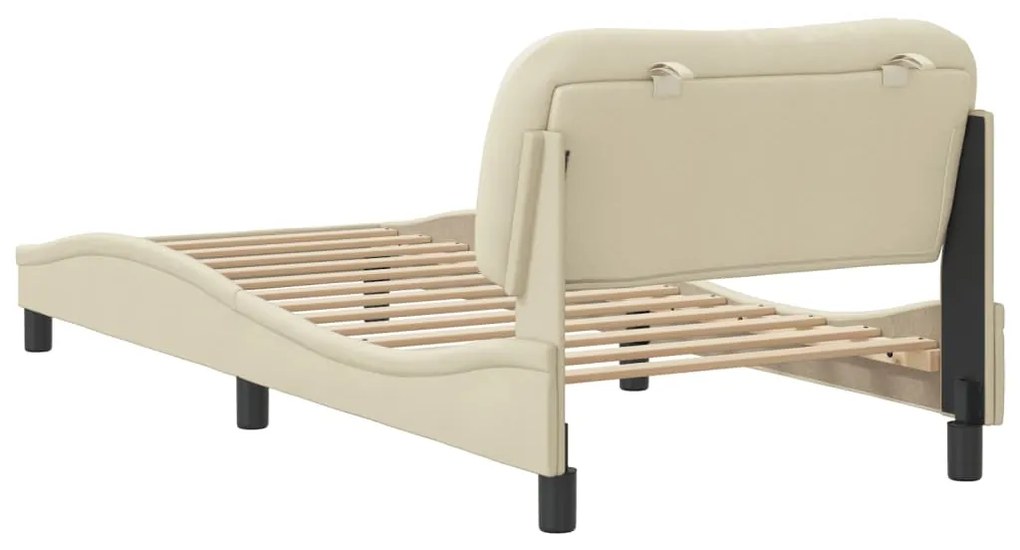 Estrutura de cama com LED sem colchão 90x200 cm tecido creme