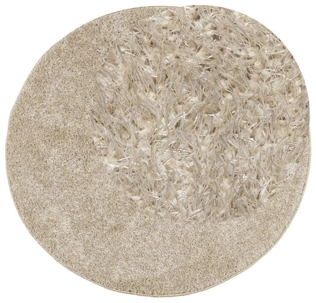 Tapete de pelo alto com aspeto brilhante ISTAN Ø 80 cm bege