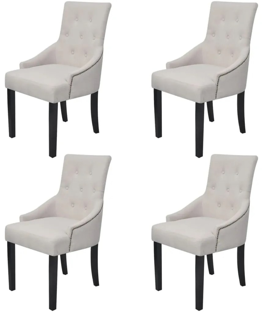 Cadeiras de jantar 4 pcs tecido cinzento creme