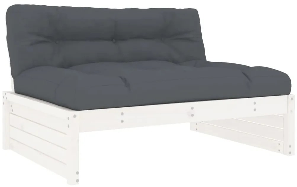 4pcs conjunto lounge jardim c/ almofadões madeira maciça branco