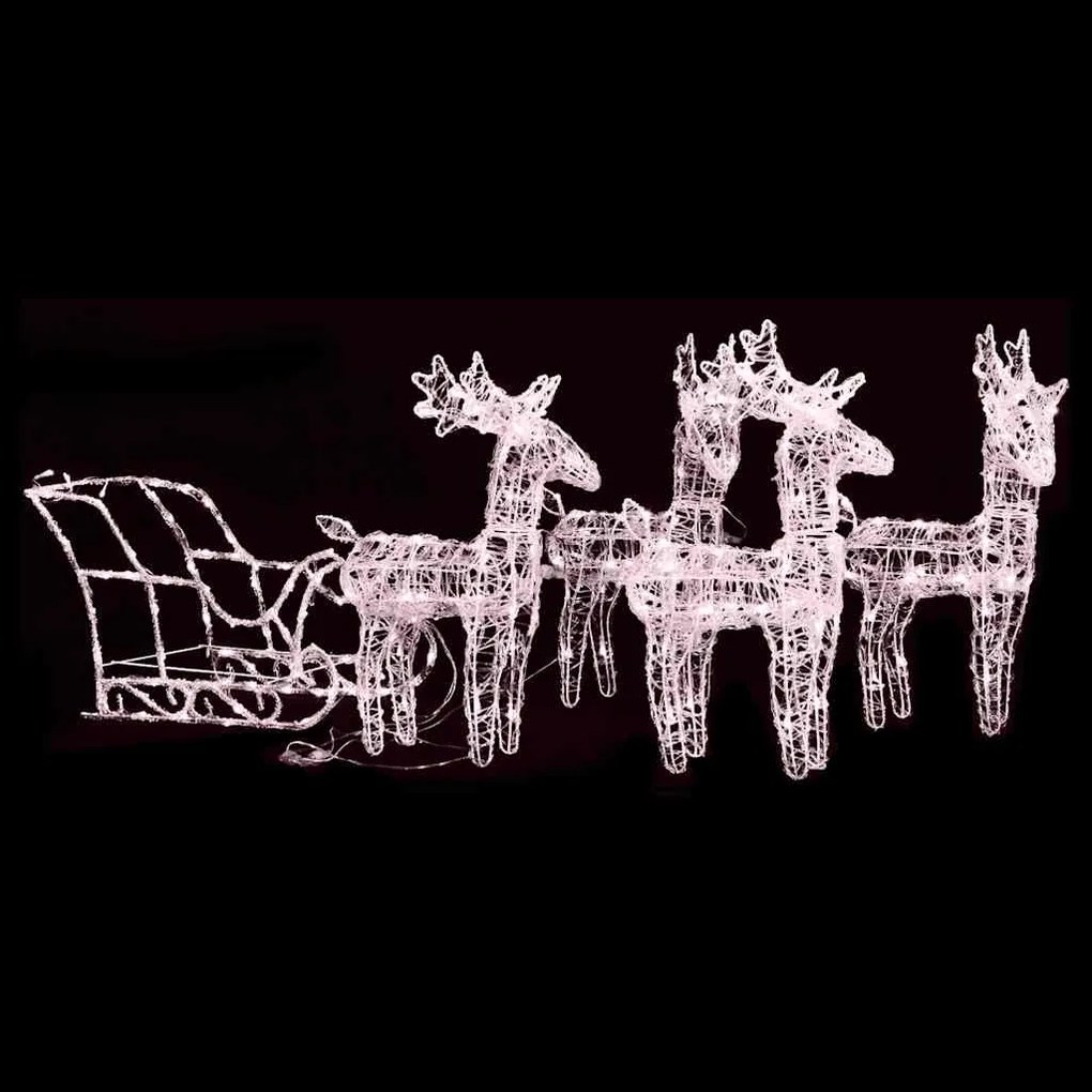 vidaXL Decoração de Natal renas/trenó 280x28x55 cm acrílico
