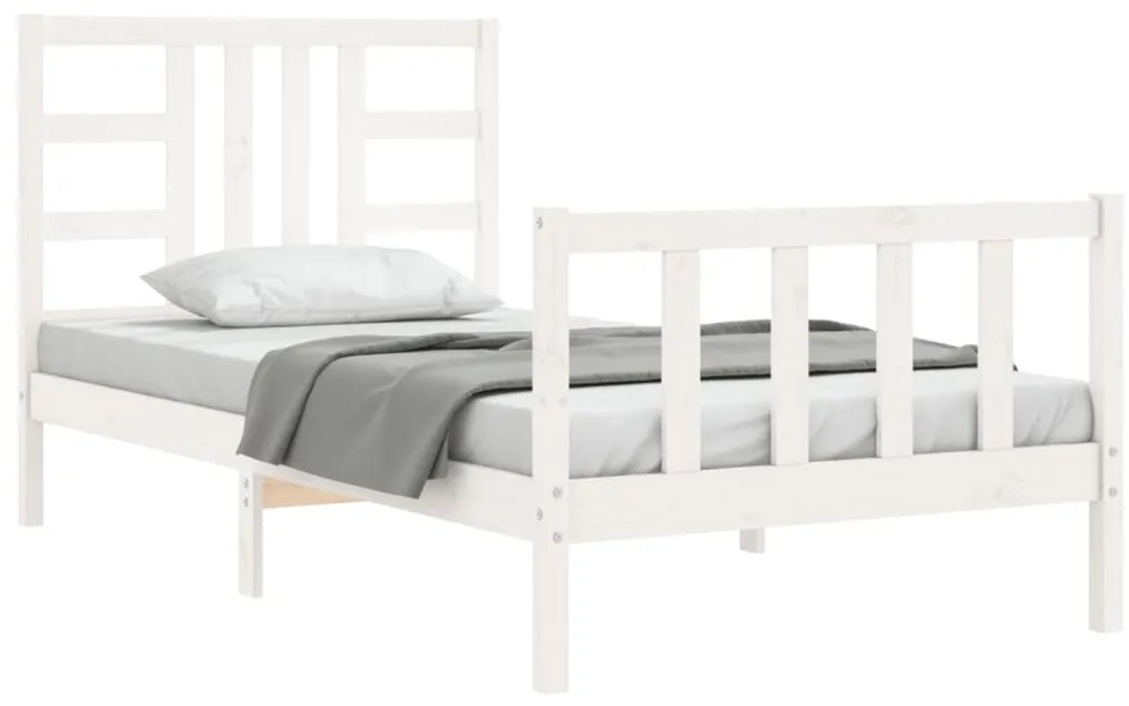 Cama sem colchão 100x200 cm madeira de pinho maciça branco