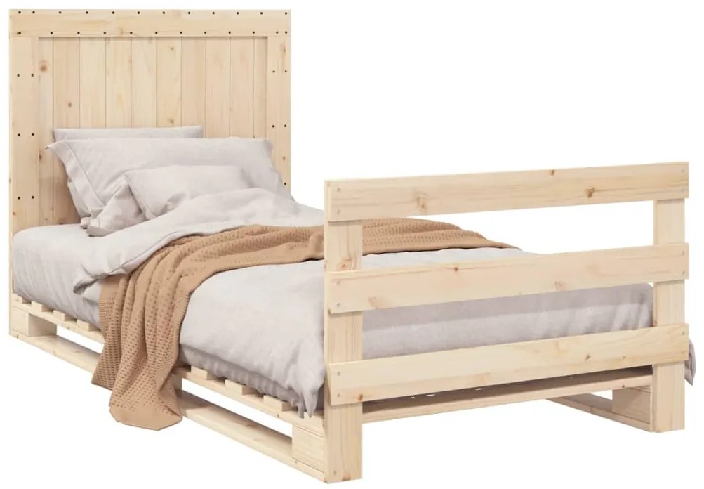 Estrutura de cama com cabeceira 100x200cm pinho maciço