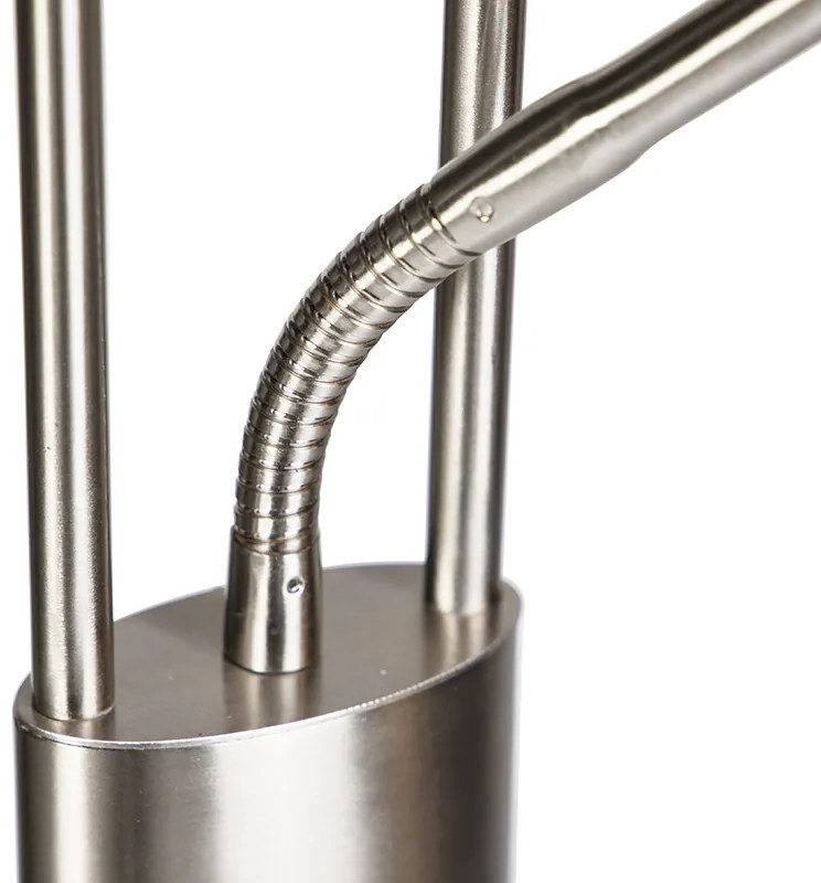 Candeeiro de pé moderno em aço e vidro com braço de leitura LED - Divine