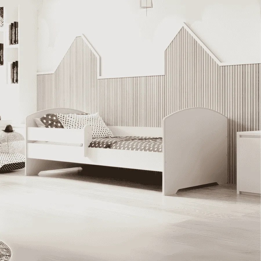 Cama infantil Luk 160x80 branca com grade - colchão e estrado incluido