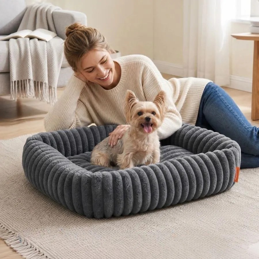 Cama para cães 71x55x18 cm, ortopédica e lavável cinzento-chumbo