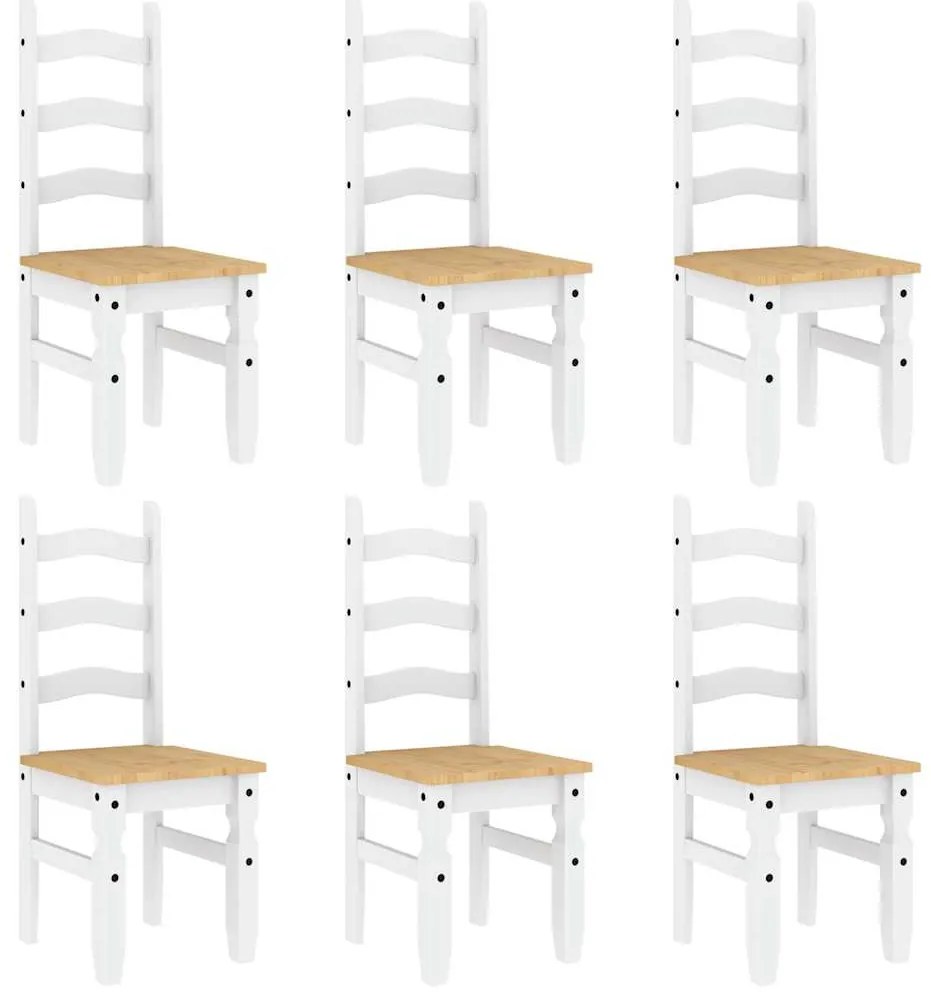 7 pcs conjunto de jantar Panama madeira pinho maciça branco