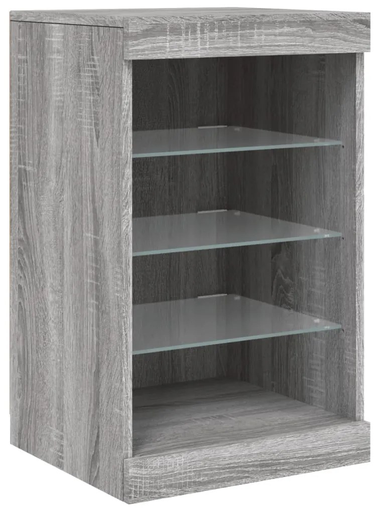Aparador com luzes LED 41x37x67 cm cinzento sonoma