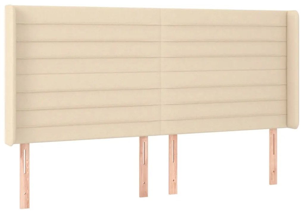 Cabeceira cama c/ luzes LED tecido 163x16x118/128 cm cor creme