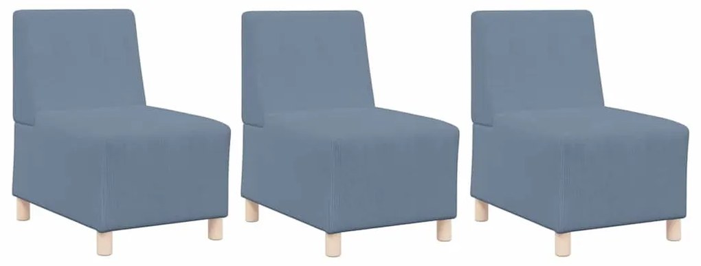 Sofá Chiar 3 pcs Azul 55 x 74 x 82 cm Tecido de veludo côtelé