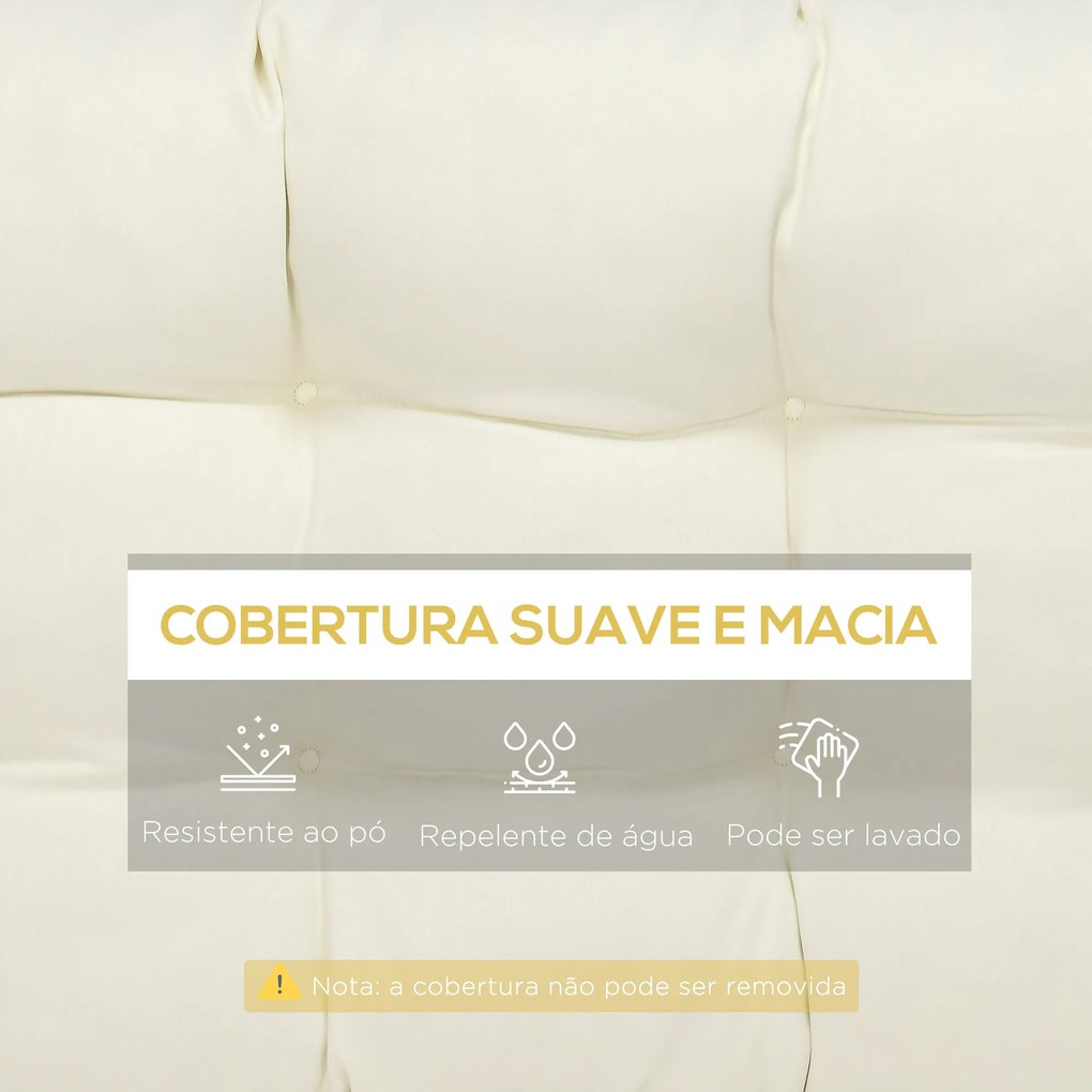 Outsunny Almofada para Bancos de 2 Lugares 110x48x8cm Almofada Retangular para Interiores e Exteriores Lavável com Costura Elegante e Confortável para Bancos Sofás Creme