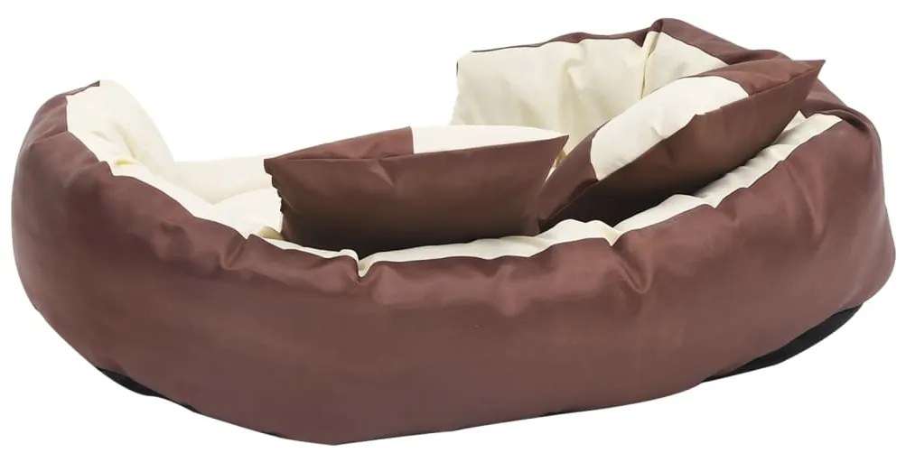 Almofadão p/ cães reversível lavável 85x70x20 cm castanho/creme