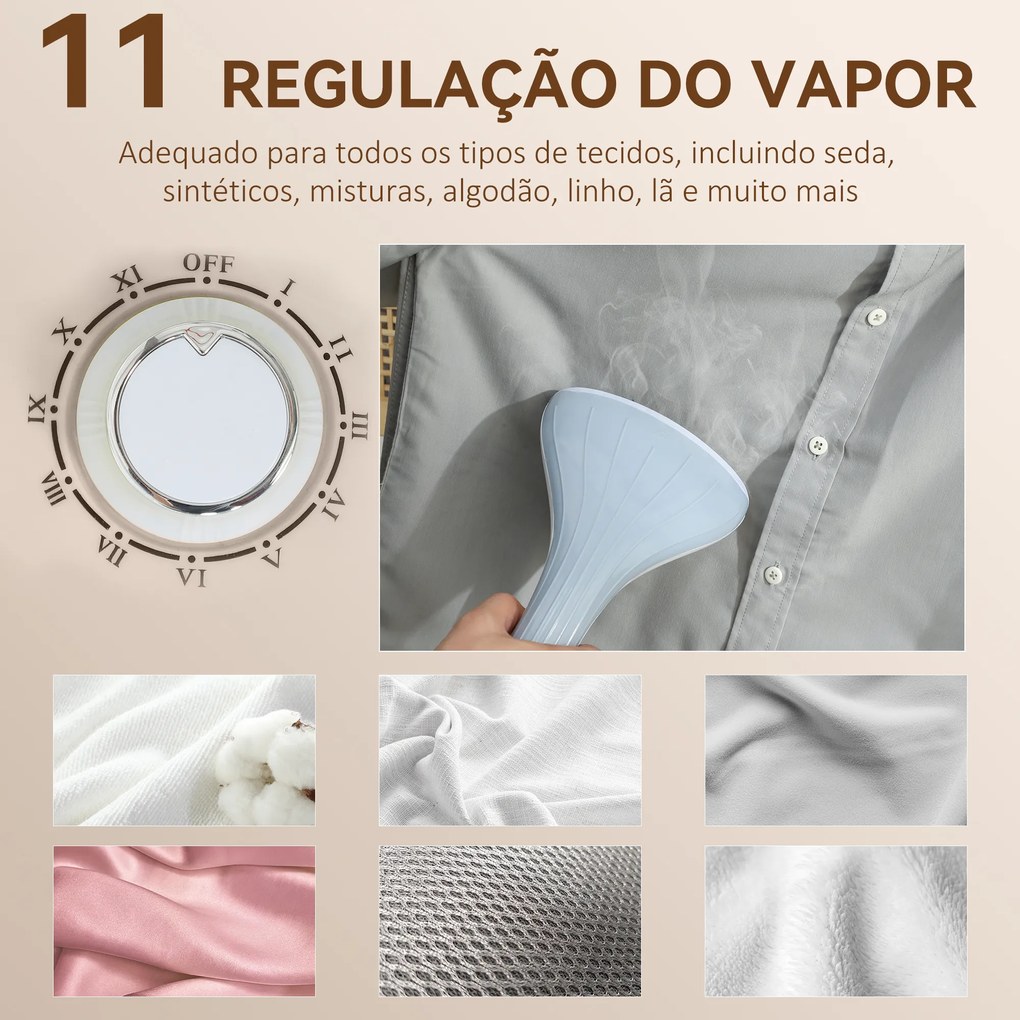 Ferro de Engomar a Vapor 1800W Temperatura Ajustável 11 Níveis Depósito de 2 L Aquecimento em 38s 35x25x47-118,5 cm Amarelo
