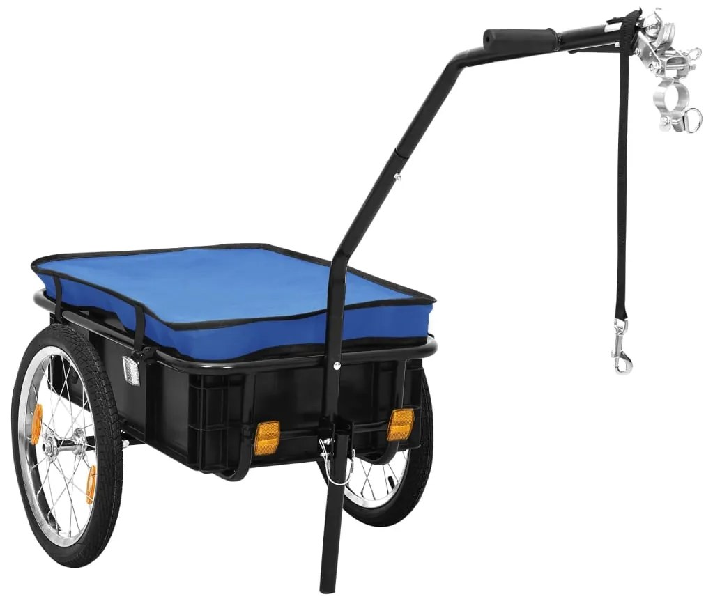 Reboque p/ bicicleta/carroça de mão 155x60x83cm aço azul