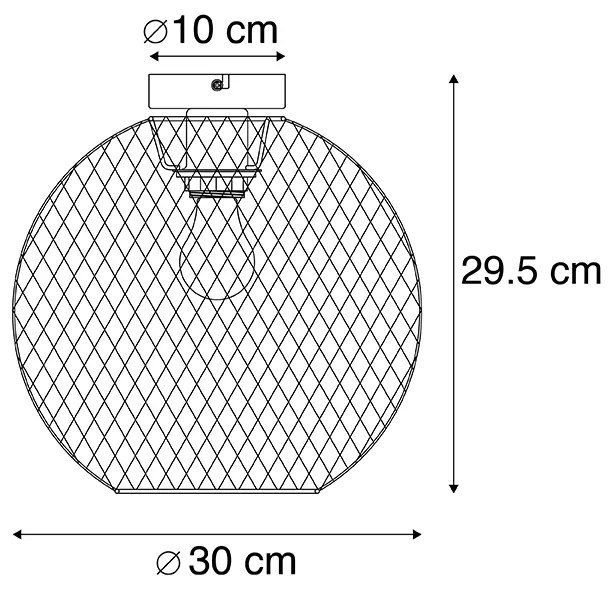 Candeeiro de tecto moderno preto 30cm - MESH BALL Moderno