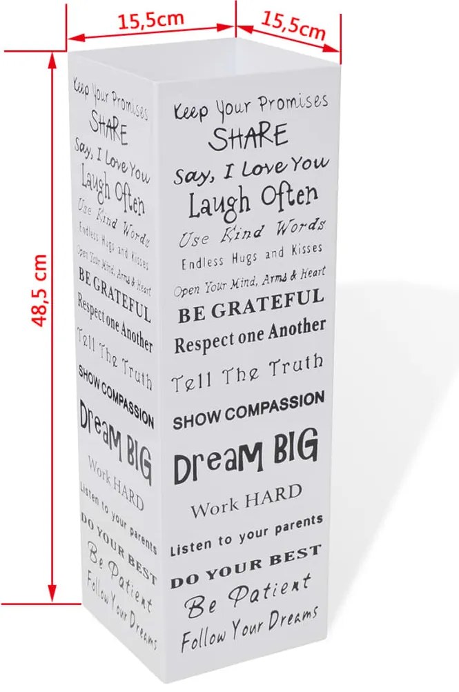 Suporte guarda-chuvas/de armazenamento quadrado branco aço 48,5 cm