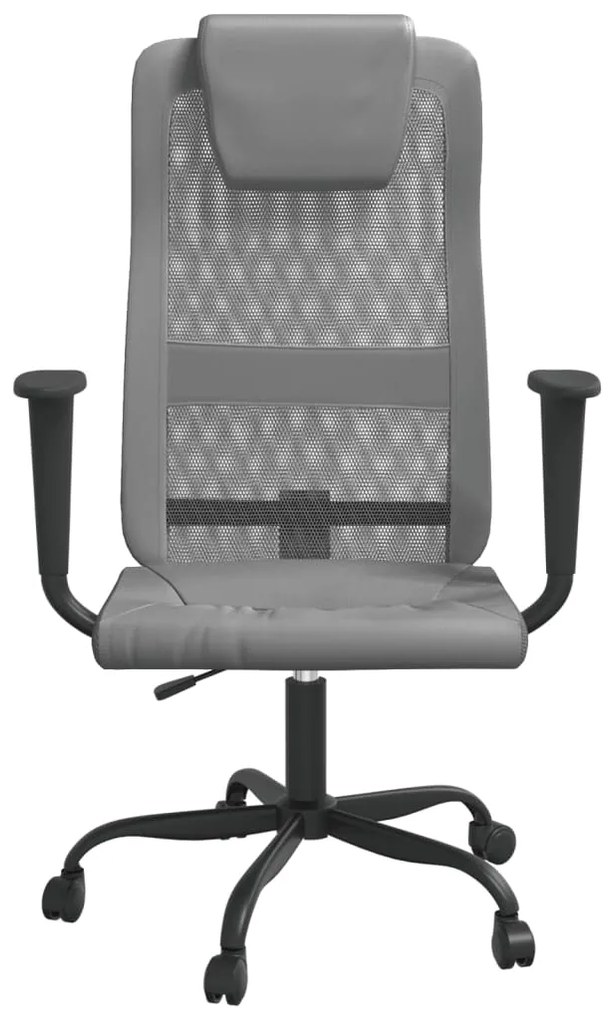 Cadeira de escritório tecido de malha e couro artificial cinza