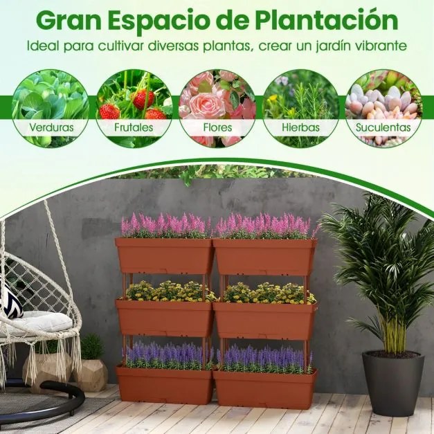 floreira de jardinagem, 6 peças, para vegetais, ervas aromáticas... castanho