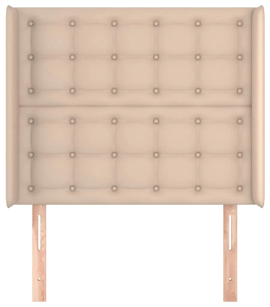 Cabeceira cama c/ abas couro artif. 93x16x118/128 cm cappuccino