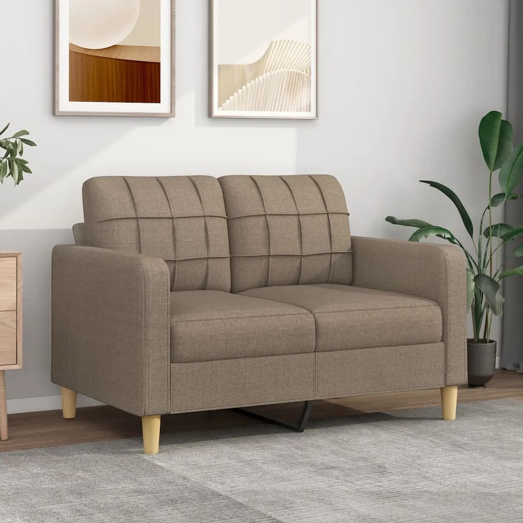 vidaXL Sofá de 2 lugares tecido 120 cm cinzento-acastanhado
