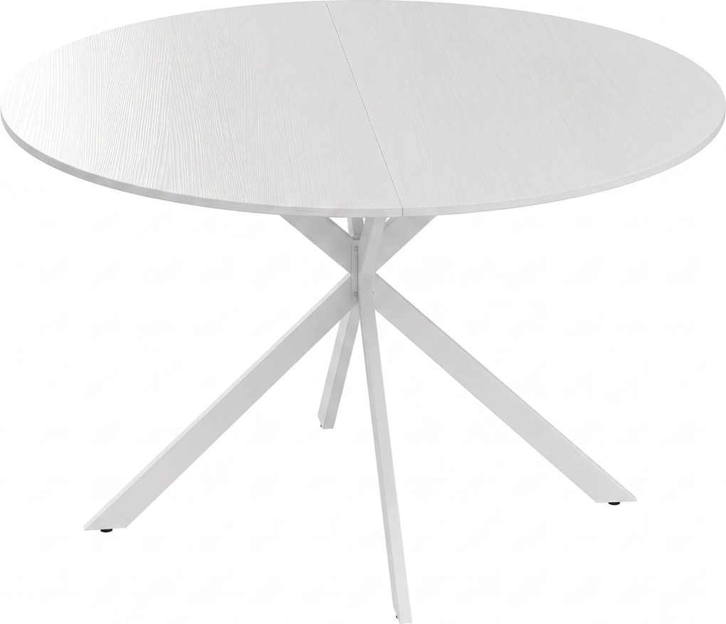HOMCOM Mesa de Jantar Redonda Estilo Industrial com Pernas Cruzadas em Aço, Ø120x75 cm, Branco | Aosom Portugal