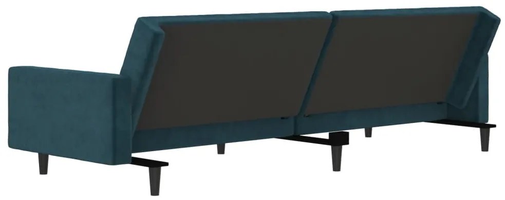 Sofá-cama de 2 lugares veludo azul