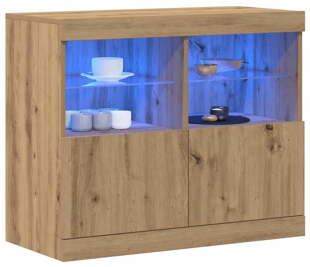 Buffet com Luzes LED Carvalho Artesanal 81x37x67 cm