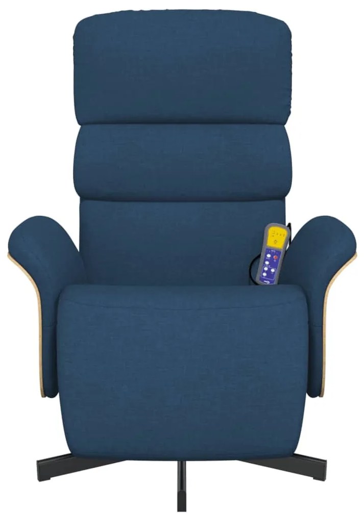 Cadeira de massagens reclinável c/ apoio de pés tecido azul