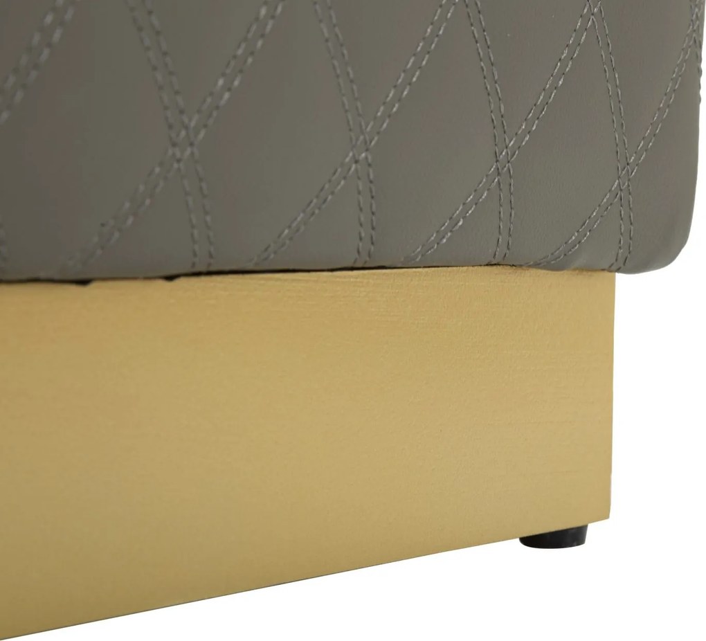 BANCO PUFE QUADRADO SHARON 35X35X38 CM CINZA E DOURADO