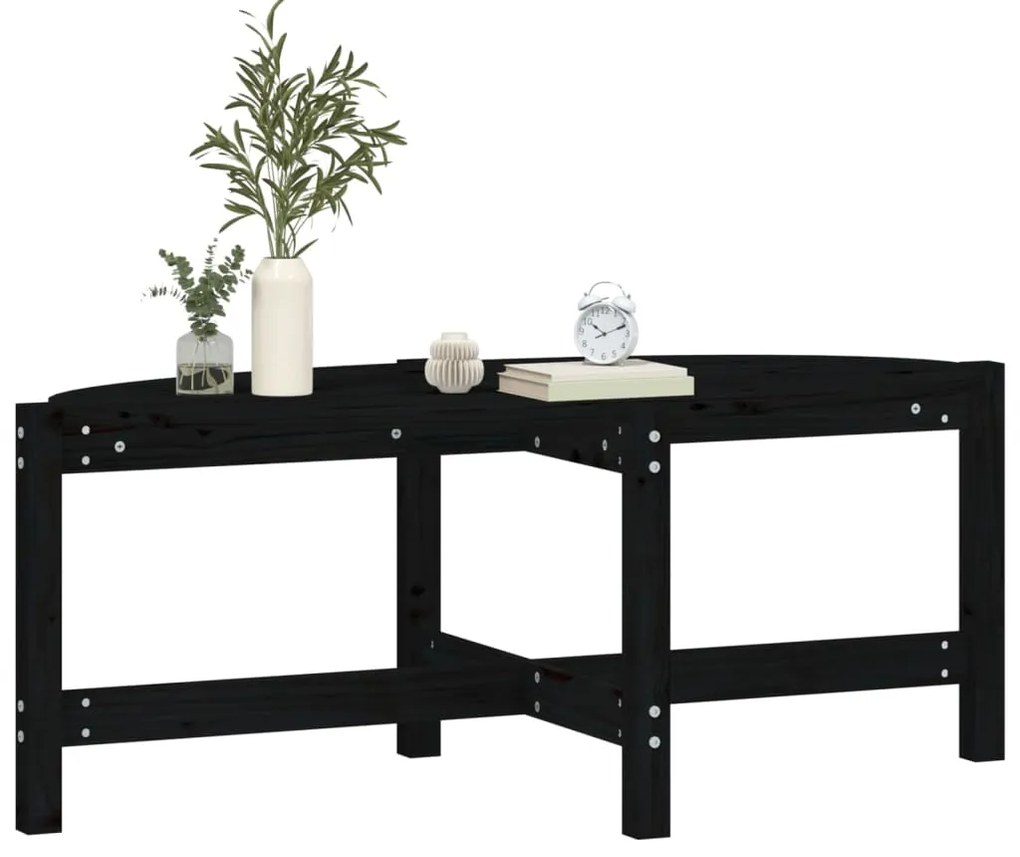 Mesa de centro 118x63x45 cm madeira de pinho maciça preto