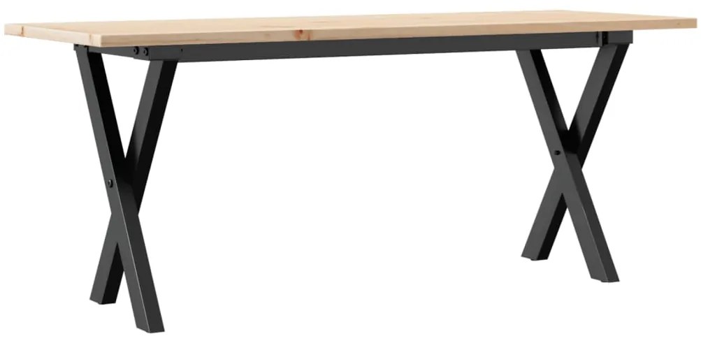 Mesa de centro estrutura em X 110x40x45cm pinho e aço