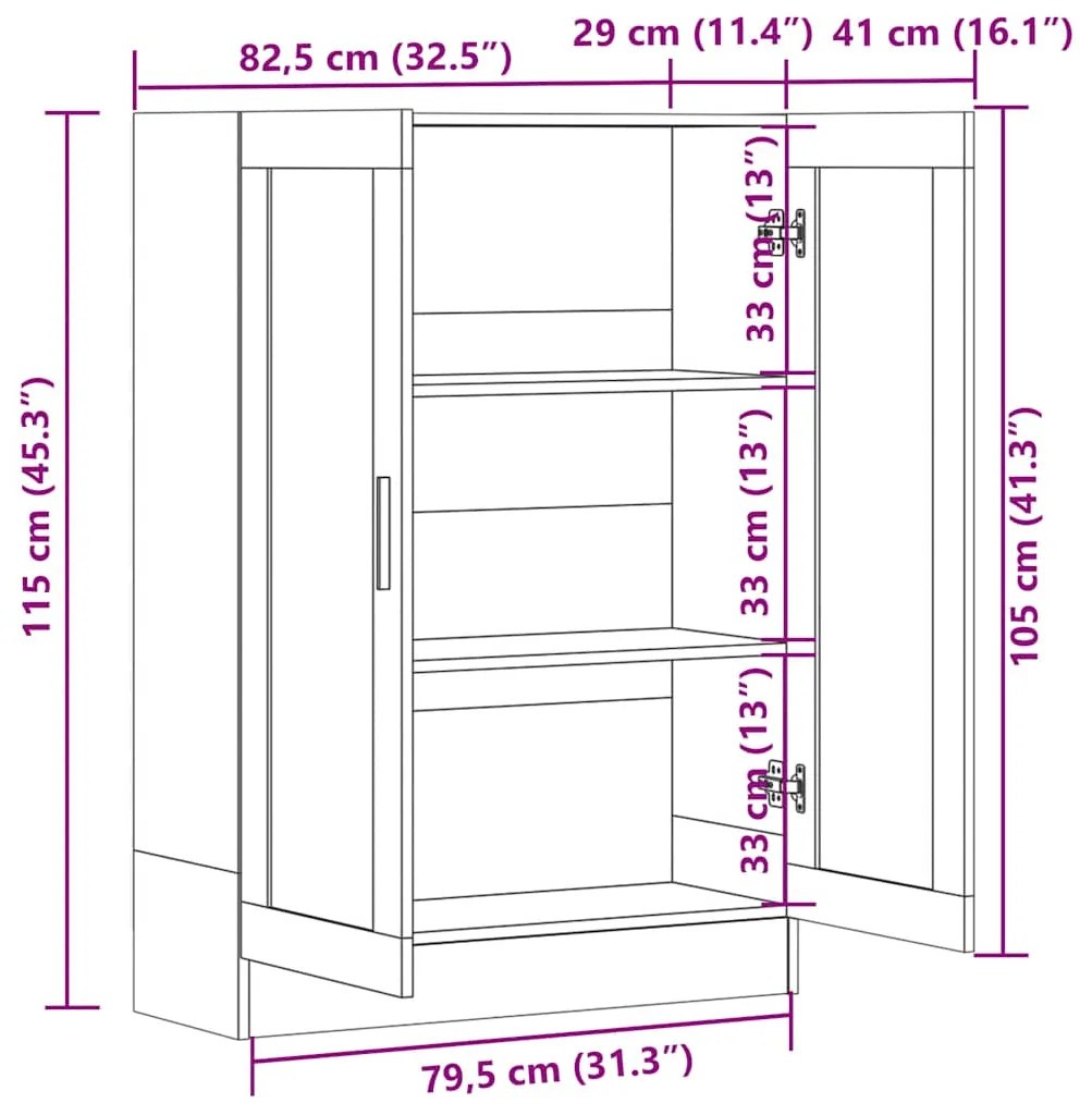 Vitrine 82,5x30,5x115 cm derivados de madeira carvalho fumado