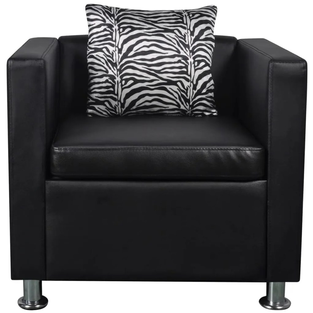 Conjunto sofás de 2 e 3 lugares + poltrona couro artific. preto