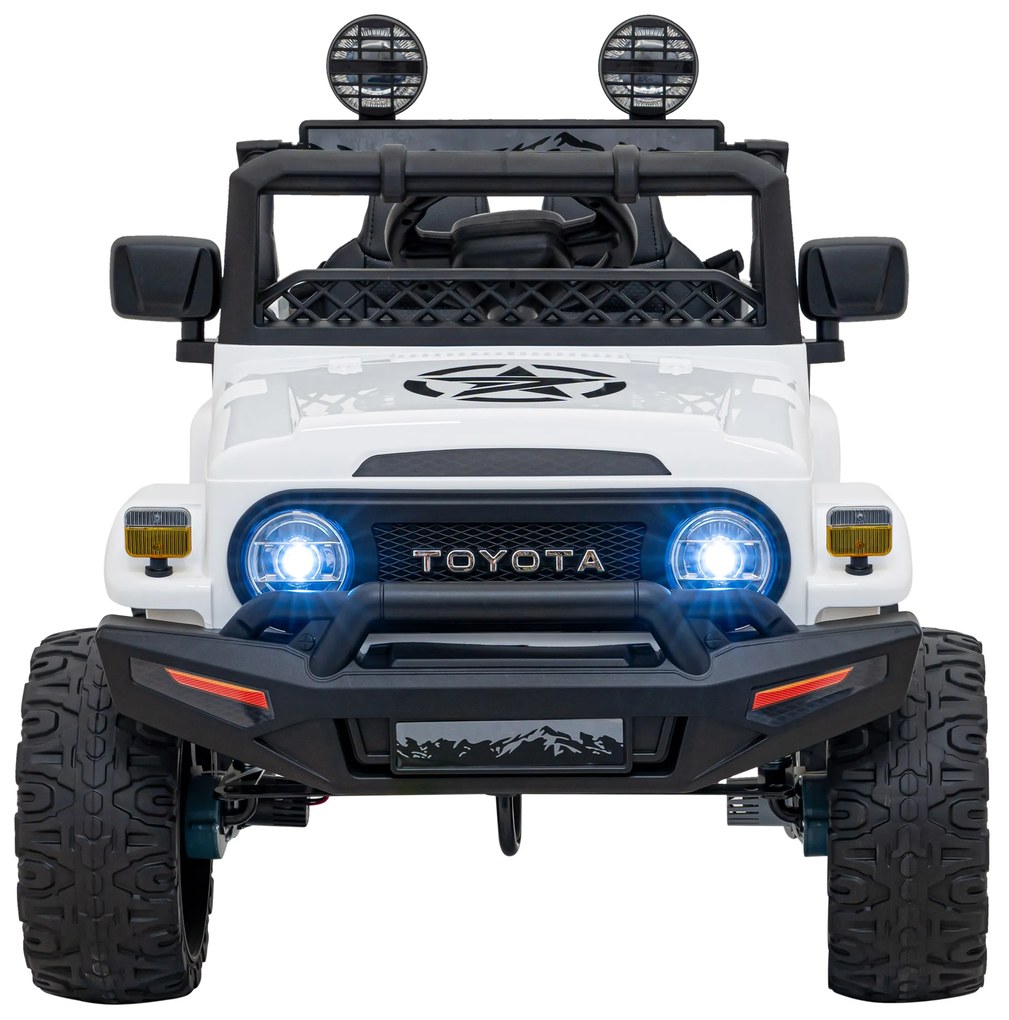 Jipe elétrico para Crianças Toyota FJ Cruiser 12V 4x4, Rodas Espuma EVA, Assentocouro ecológico Branco